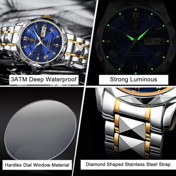 POEDAGAR Luxury Men Waterproof Luminous Date Week Quartz Men's Watch code 103 - Image 3