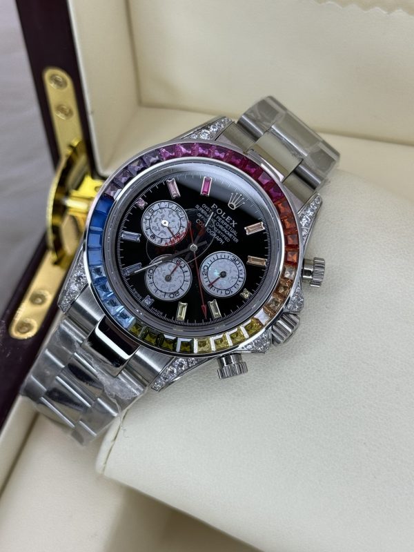 2004 RLX Daytona 116520 Custom Black Diamond Dial + Rainbow Bezel 40mm